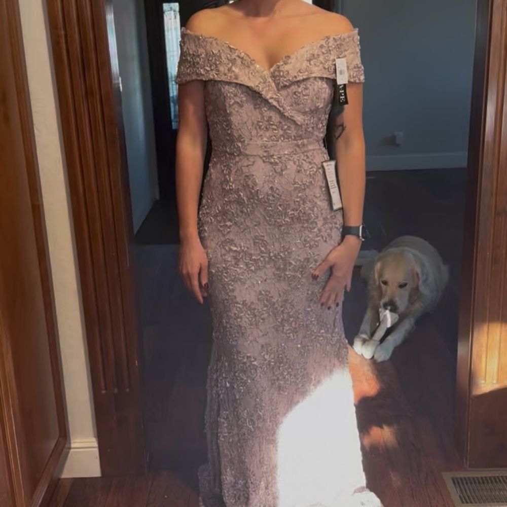 Pink Off-Shoulder Short Sleeve Gown for Prom